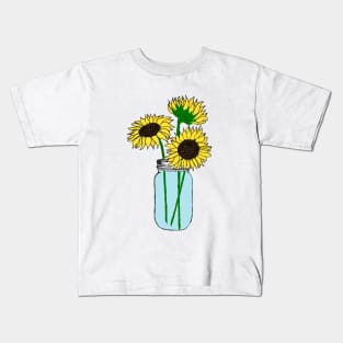 Sunflowers in Blue Jar Kids T-Shirt